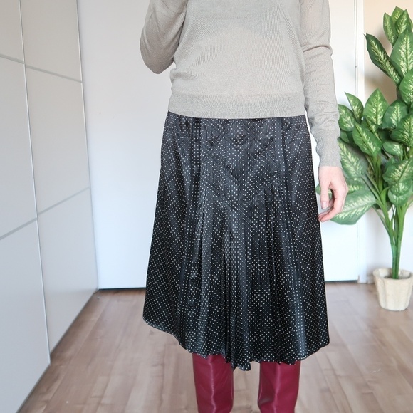 98% Silk ADEC 2 Polka Dot Midi Pleated Skirt Size 8 - Picture 6 of 8
